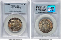 Constantine II "Royal Wedding" 30 Drachmai 1964-(b) MS66 PCGS, Bern mint, KM87. Constantine and Anne-Marie Wedding. Superb-gem example with multi-colo...