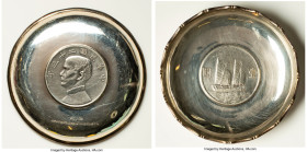 People's Republic. Sun Yat-sen "Junk" Dollar Year 23 (1934) 88.6mm. 59.3gm. Sterling silver dish or ash-tray with coin copy mounted at base. Made in H...
