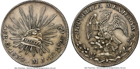 Republic 8 Reales 1830 Go-MJ AU Details (Cleaned) NGC, Guanajuato mint, KM377.8, DP-Go11. Regular beading with wide J. Scarce three dots after date va...