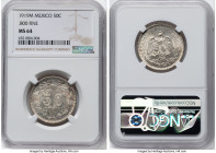 Estados Unidos Pair of Certified 50 Centavos 1) 50 Centavos 1919-M - MS64 NGC, Mexico City mint, KM446. 800 Fine silver 2) 50 Centavos 1917-M - MS63 P...