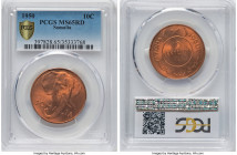 Republic 3-Piece Lot of Certified Assorted Issues 1950 PCGS, 1) 10 Centesimi - MS65 Red, Rome mint, KM3 2) 5 Centesimi - MS66 Red, Rome mint, KM2 3) C...