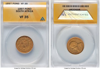 Republic gold Pond 1897 VF35 ANACS, Pretoria mint, KM10.2, Fr-2. HID09801242017 © 2024 Heritage Auctions | All Rights Reserved www.HA.com/TexasAuction...