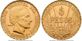 Republic gold 5 Pesos 1930-(a) MS62 NGC, Paris mint, KM27. Constitution Centennial. Only 14,415 of the original mintage released. HID09801242017 © 202...