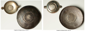 People's Republic Pair of Coin Mounted silver Ash-Trays, 1) Venezuela 82.4mm. 25.6gm. Marked 800 2) Mexico 8 Reales 1779 Mo-FF107mm. 61.7gm Coin copie...