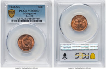 3-Piece Lot of Certified Assorted Issues PCGS, 1) Madagascar: Republic 50 Centimes 1943-SA - MS66 Red, Pretoria mint, KM1, Lec-93 2) Egypt: Abdul Hami...