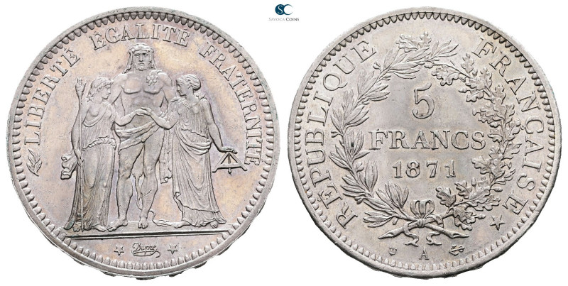 France. AD 1871. 
5 Francs 1871 A

 mm, 25 g



Good Extremely Fine