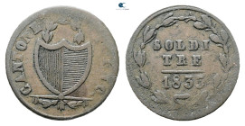 Switzerland. Canton Ticino.  AD 1835. 3 Soldi CU