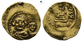 Heraclius with Heraclius Constantine AD 610-641. Constantinople. Solidus AV