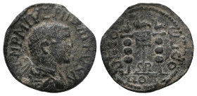 Philip I (244-249). Pisidia, Antioch. Æ (24mm, 7.63g). Radiate, draped and cuirassed bust r., seen from behind. R/ Aquila between two signa. SNG BnF 1...