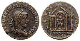 Philip I (244-249). Cyrrhestica, Cyrrhus. Æ (29mm, 14.29g, 6h). Laureate, draped and cuirassed bust r., seen from behind R/ Hexastyle temple within wh...