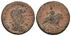 Philip II (247-249). Coelesyria, Hierapolis. Æ (28mm, 17.61g). Laureate, draped and cuirassed bust r. R/ Atargatis seated on lion walking r., holding ...