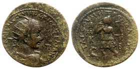 Trajan Decius (249-251). Cilicia, Tarsus. Æ (35mm, 20.87g, 12h). Radiate, draped and cuirassed bust r. R/ Artemis advancing l., head r., drawing arrow...