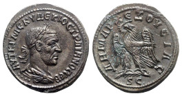 Trajan Decius (249-251). Seleucis and Pieria, Antioch. AR Tetradrachm (28mm, 12.28g, 6h). Laureate, draped and cuirassed bust r.; four pellets below. ...