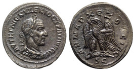 Trajan Decius (249-251). Seleucis and Pieria, Antioch. AR Tetradrachm (28mm, 12.96g, 6h). Laureate, draped and cuirassed bust r.; four pellets below. ...