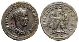 Trajan Decius (249-251). Seleucis and Pieria, Antioch. BI Tetradrachm (28mm, 13.95g, 6h). Radiate, draped and cuirassed bust r.; three pellets below b...
