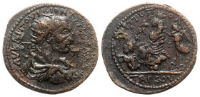 Trebonianus Gallus (251-253). Cilicia, Tarsus. Æ (34mm, 19.11g, 6h). Radiate, draped and cuirassed bust r. R/ Veiled Tyche seated l. on rock, crowned ...