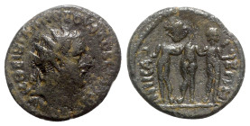 Volusian (Caesar, AD 251). Bithynia, Nicaea. Æ (23mm, 4.87g, 6h). Radiate head r. R/ The Three Graces, standing with arms around one another; c/m: bus...