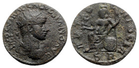 Volusian (251-253). Pisidia, Antioch. Æ (23mm, 7.95g, 6h). Radiate, draped and cuirassed bust r. R/ Roma seated l., holding nike and spear; shield at ...