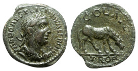 Valerian I (253-260). Troas, Alexandria Troas. Æ (23mm, 4.66g, 6h). Laureate, draped and cuirassed bust r. R/ Horse grazing r. Bellinger A436; cf. BMC...