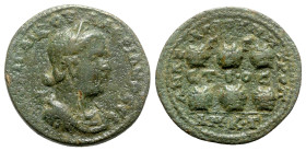 Valerian I (253-260). Cilicia, Anazarbus. Æ Hexassarion (29mm, 17.30g, 6h). Year 272 (253/4). Laureate, draped and cuirassed bust r. R/ Six agonistic ...