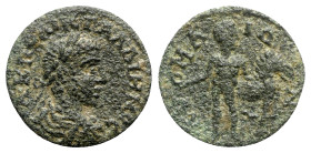 Gallienus (253-268). Aeolis, Cyme. Æ (21mm, 4.87g, 6h). Laureate, draped and cuirassed bust r. R/ Nude male figure standing facing, head r., holding g...