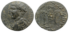 Gallienus (253-268). Caria, Aphrodisias. Æ (27mm, 8.83g, 12h). Radiate, draped and cuirassed bust l. R/ Tetrastyle temple, containing statue of Aphrod...