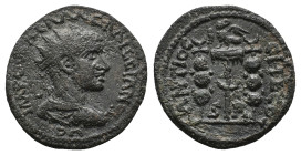 Gallienus (253-268). Pisidia, Antioch. Æ (23mm, 5.48g). Radiate and cuirassed bust r. R/ Vexillum topped by eagle and flanked by two standards. RPC X ...