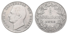Germany. Hesse-Darmstadt. Ludwig II (1830-1848). 1/2 Gulden 1840 (24mm,5.8g). Near VF