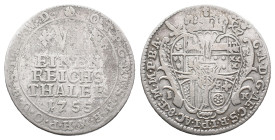 Germany. Köln. Clemens August von Bayern (1723-1761). 1/6 Taler 1755-IK (26mm, 4.67g). Near VF