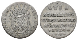Germany. Schleswig-Holstein-Gottorp. Karl Friedrich (1702-1739). 6 Schilling 1724-BH (23mm, 3.57g). Near VF