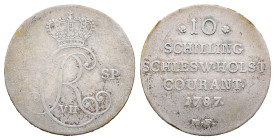 Germany. Schleswig-Holstein. Christian VII 1766-1808. 10 Schilling Courant 1787-MF (27mm, 5.97g). Good Fine - near VF