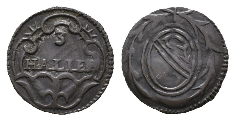 Switzerland, Zürich. 3 Haller 1827-1841 (13mm, 0.45g). Good VF