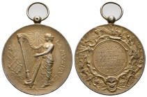 Gilded AR-Medal 1908. By Rasumny. Dedicated to the Fanfare de Vert St. Denis & Cesson. (40mm, 30.75g).