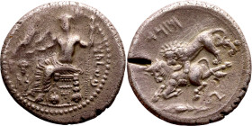 Cilicia: Tarsos, Satrap Mazaeus (361 BC-334 BC) Stater. Obv: Baal of Tarsos seated on a throne, holding in his hands a sceptre (right) and an Eagle, a...