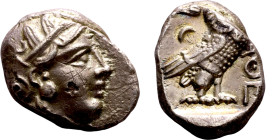 ATTICA: Athens (454 BC-404 BC. Tetradrachm Obverse: Head of Athena right, with frontal eye, wearing earring, necklace, and crested Attic helmet decora...