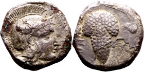 Cilicia: Soloi (410-375 BC) Stater. Obv: Head of Athena Rev:  Grape bunch on vine tendril