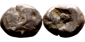 Persia, Achaemenid Kings AR Siglos. Time of Artaxerxes II - Artaxerxes III AR Siglos. Obverse: Persian king or hero Reverse: Patterned incuse punch