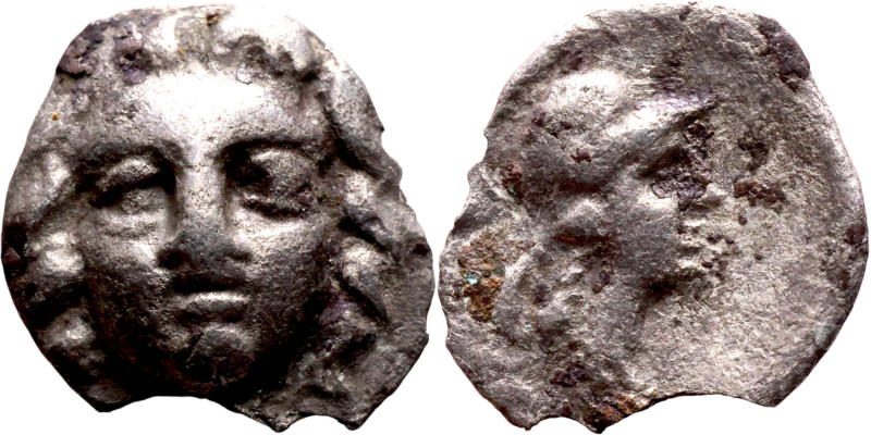 Pisidia: Selge (Iv century BC) obol Obv: Head of gorgoneion facing with flowing ...