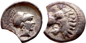 Pamphylia: Side (III-II century) obol. Obv: Helmeted head of Athena right Rev: Head of roaring lion to left