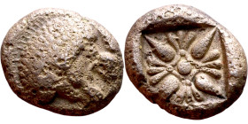 Ionia: Milet ( VI-V century BC) Obol Obv: Forepart of lion right, head left. Rev: Stellate floral design; all within incuse square.