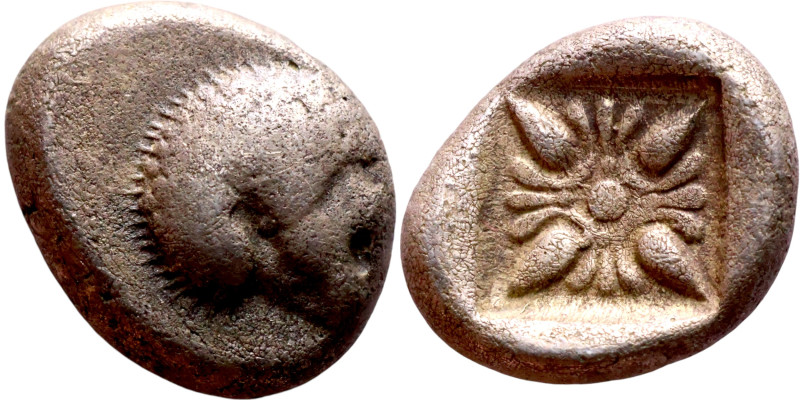 Ionia: Milet ( VI-V century BC) Obol Obv: Forepart of lion right, head left. Rev...