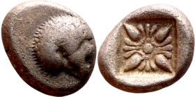 Ionia: Milet ( VI-V century BC) Obol Obv: Forepart of lion right, head left. Rev: Stellate floral design; all within incuse square.