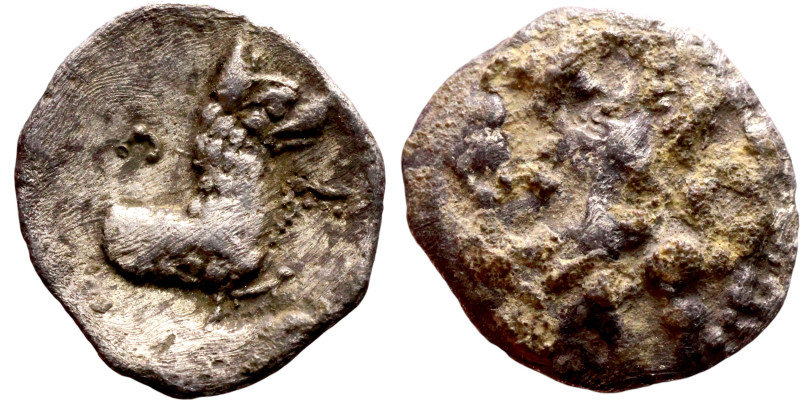 Lycaonia: Laranda (IV- III century BV) Obol. Obv:Baaltars seated left, holding g...