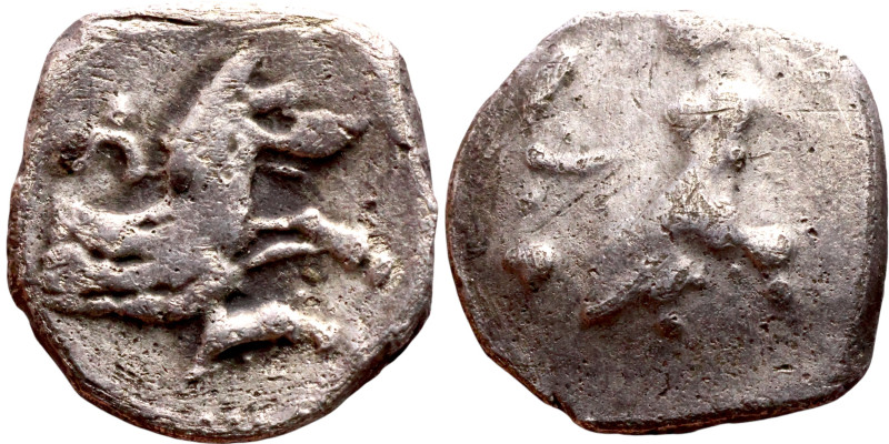 Lycaonia: Laranda (IV- III century BV) Obol. Obv:Baaltars seated left, holding g...