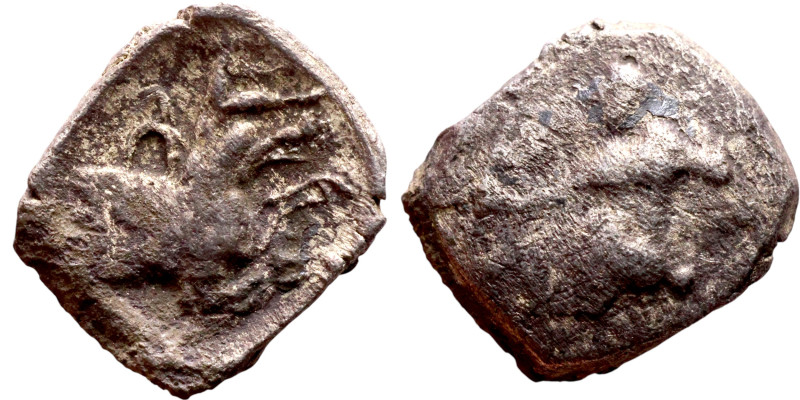 Lycaonia: Laranda (IV- III century BV) Obol. Obv:Baaltars seated left, holding g...