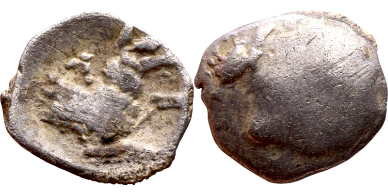 Lycaonia: Laranda (IV- III century BV) Obol. Obv:Baaltars seated left, holding g...
