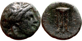Antiochos I Soter (Seleukid King: 281-261 BC). AE bronze. Obv: Laureate head of Apollo right Rev: Tripod