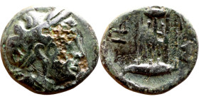 Antiochos I Soter (Seleukid King: 281-261 BC). AE bronze. Obv: Laureate head of Apollo right Rev: Tripod