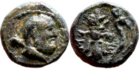 Hellenistic period coin (4-1 century BC) AE Bronze.  Obv: