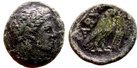 Abydos (BC 350-300) bronze coin. Obv:  Laureate head of Apollo right Rev;  Eagle standing right